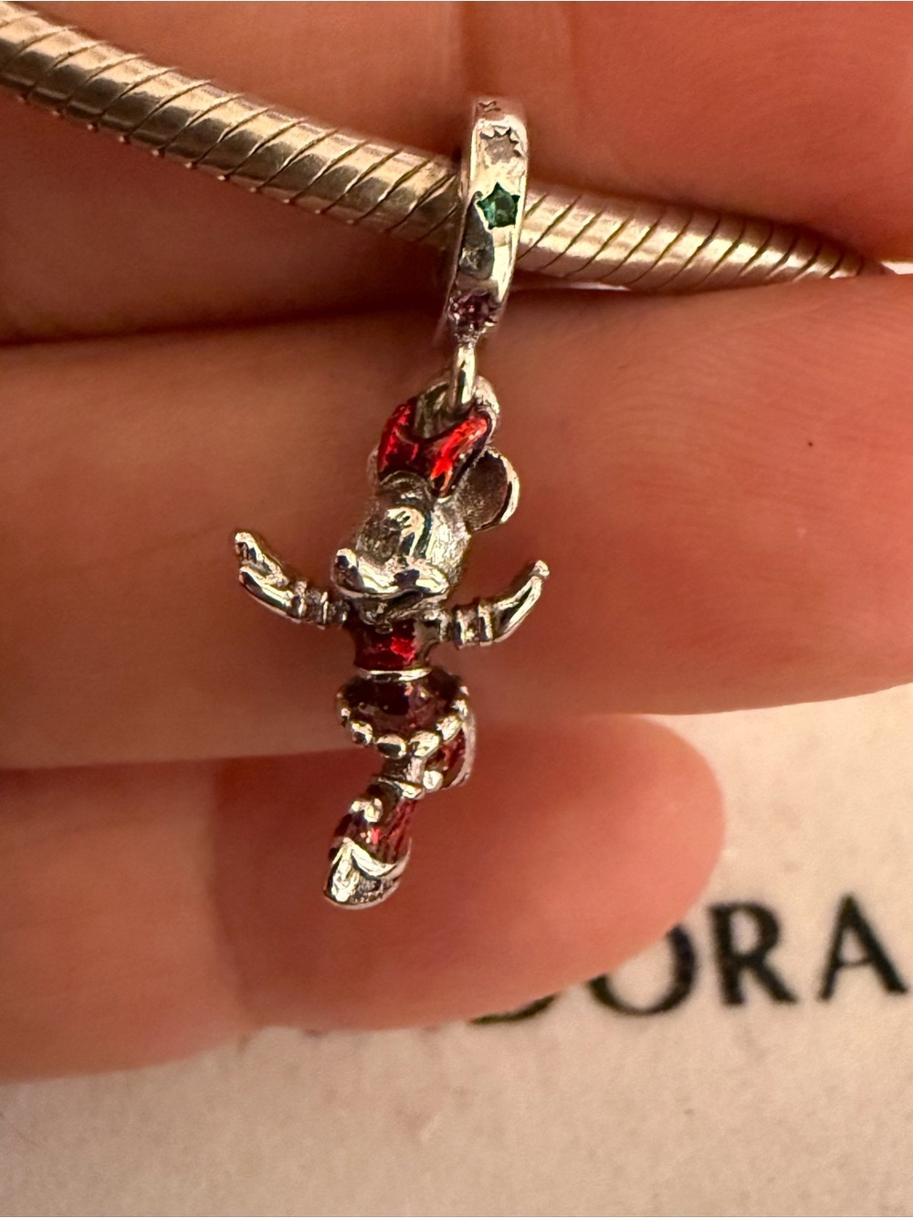 Pandora Red Enamel Ballerina Mouse Dangle Charm
